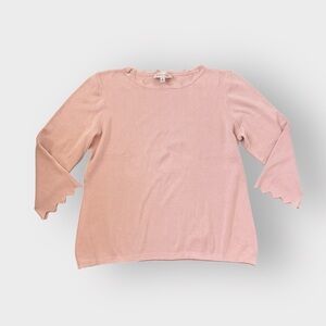 Philosophy Blush Pink Scallop Long Sleeve Knit Sweater Size XL